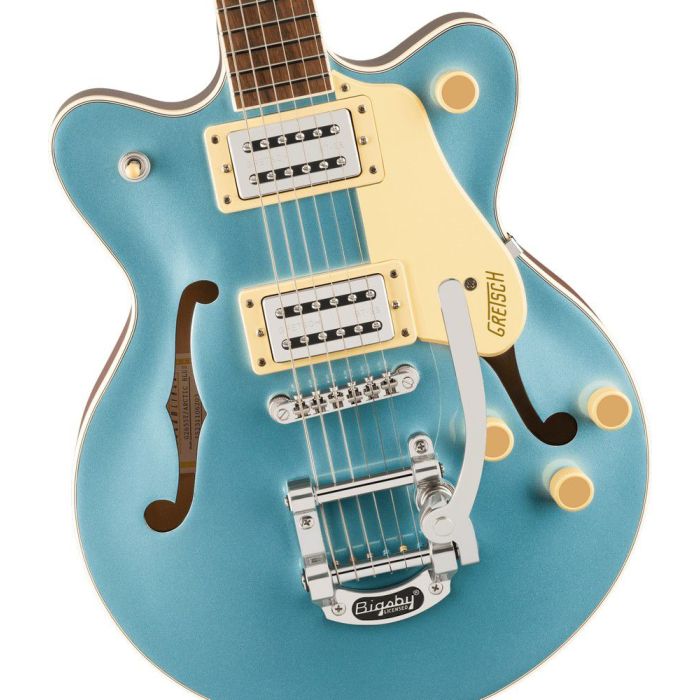 Gretsch G2655T Streamliner Center Block Jr. Double-Cut w Bigsby, Arctic Blue body closeup