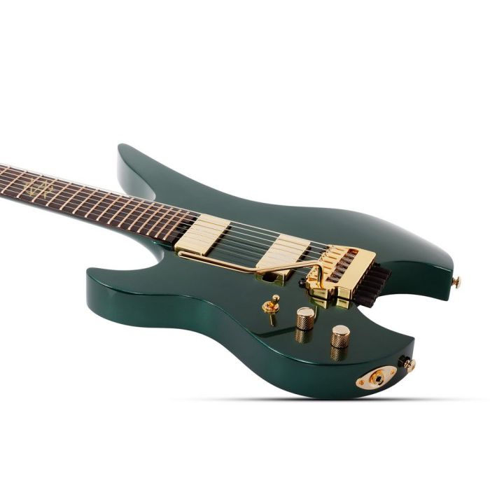 Schecter Synyster Gates Left-Handed Custom 7 TR, Oak Green Metallic angled view