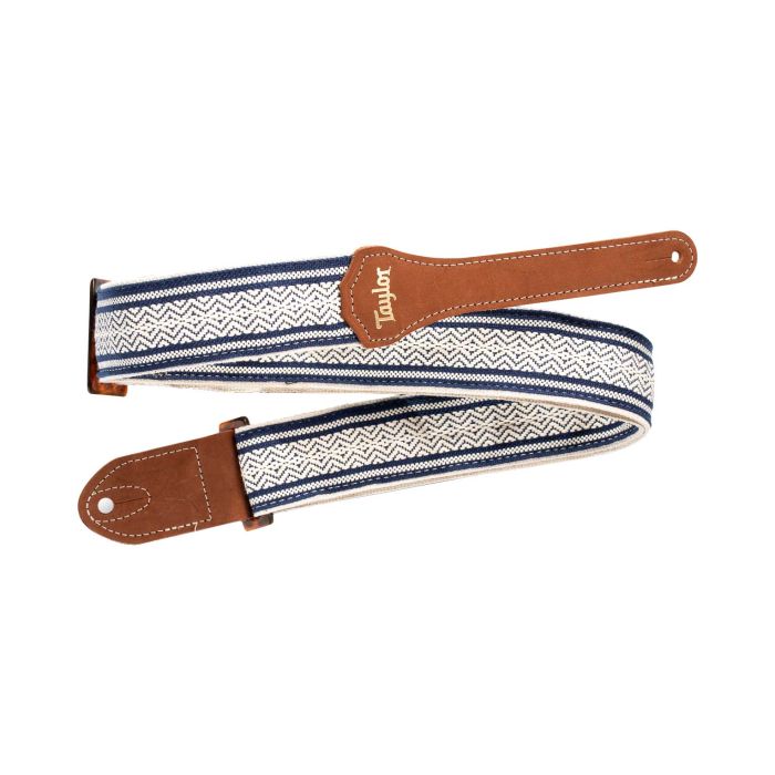 Taylor Academy Strap White and Blue Jacquard Cotton 2 Inch