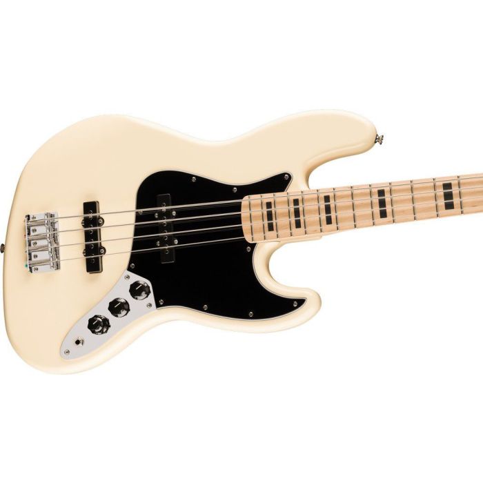 Squier Affinity Series Active Jazz Bass MN BPG, Olympic White angled view