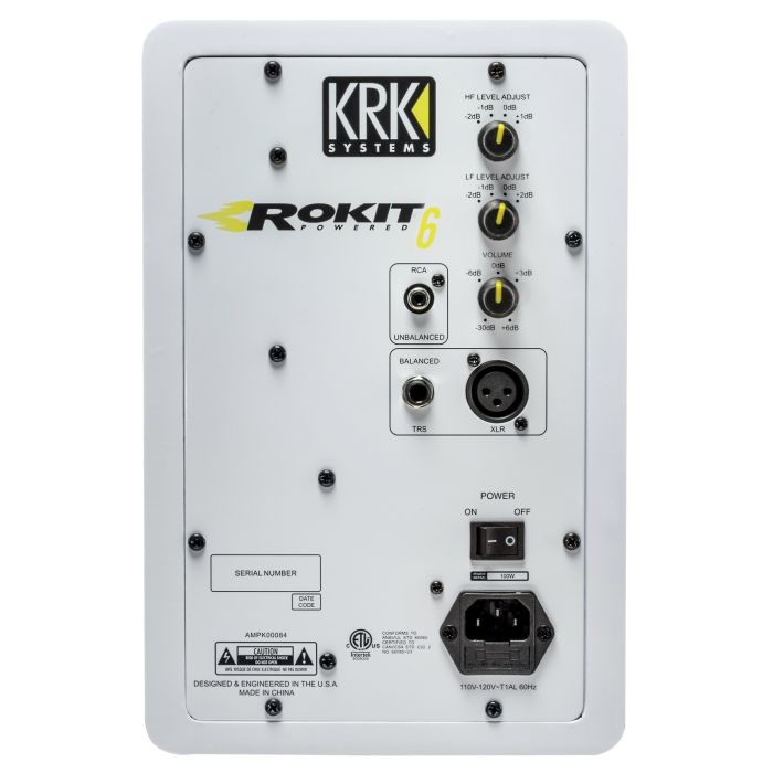 KRK Rokit 6 G3 Active Studio Monitor in White Rear