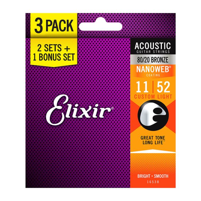 Elixir 80/20 Nano Custom Light Bronze Acoustic Strings