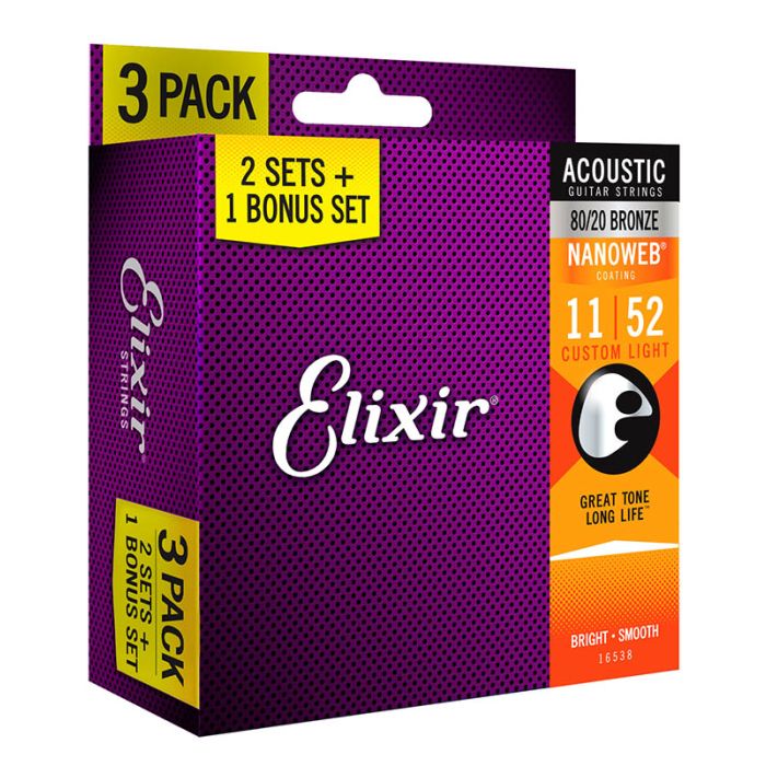 Elixir 3 for 2 special offer custom light bronze guitar strings