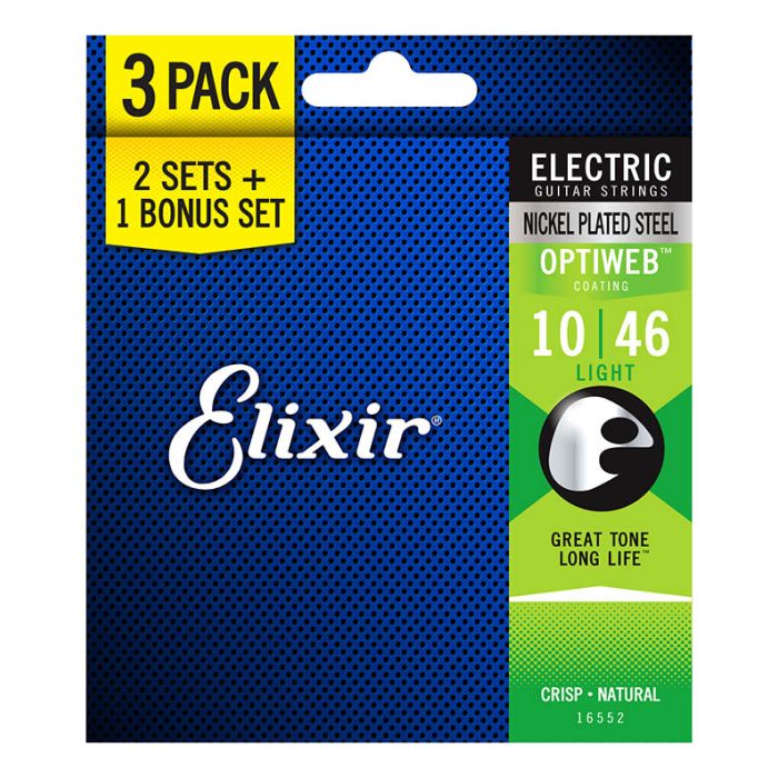 Elixir Optiweb Coated Light Electric Guitar Strings 3 for 2