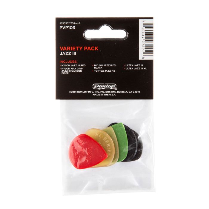 Dunlop Variety Pack Jazz III - Player pk 6 picks