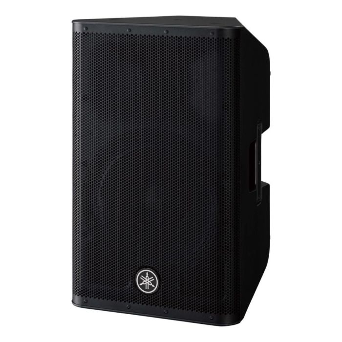 Front left-angled view of a Yamaha DXR12 MKII active loudspeaker