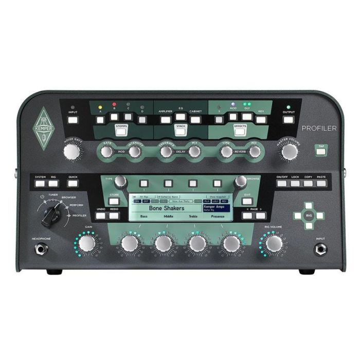 Front view of the Kemper Powered Profiling Amp Powerhead Black