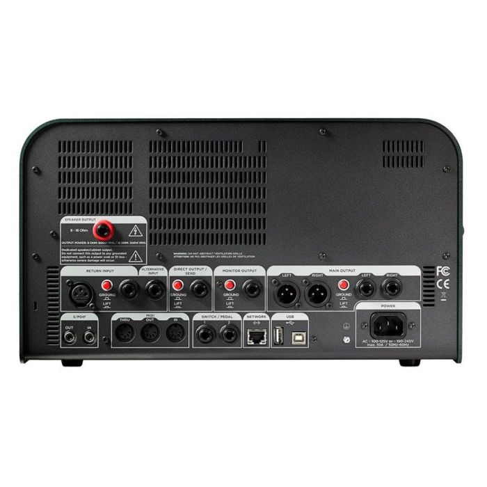 Rear panel view of a Kemper Powered Profiling Amp Powerhead Black