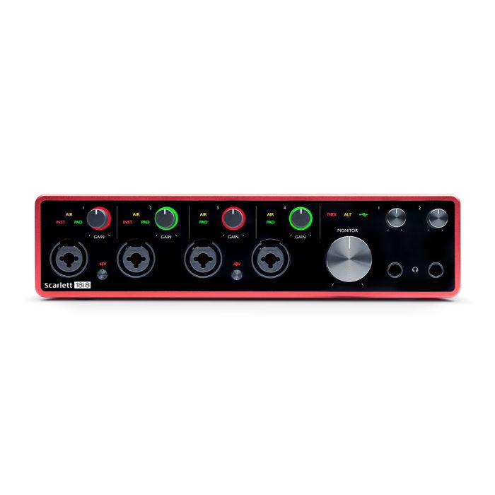 Front Panel of Focusrite Scarlett 18i8 3rd Gen USB Audio Interface