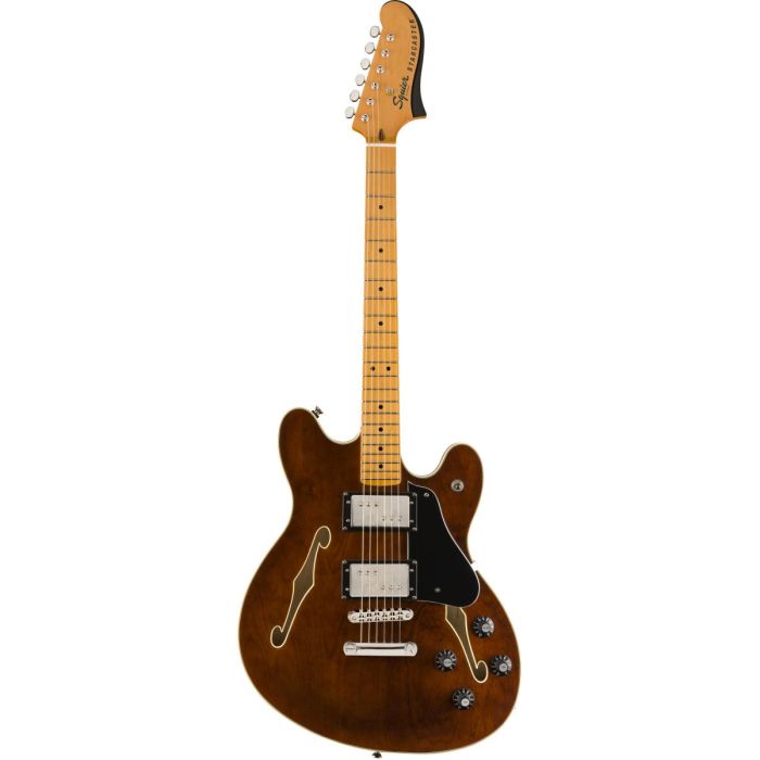 Full frontal view of a Squier Classic Vibe Starcaster MN Walnut