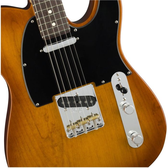 Closeup front view of a Fender American Performer Telecaster RW Honey Burst