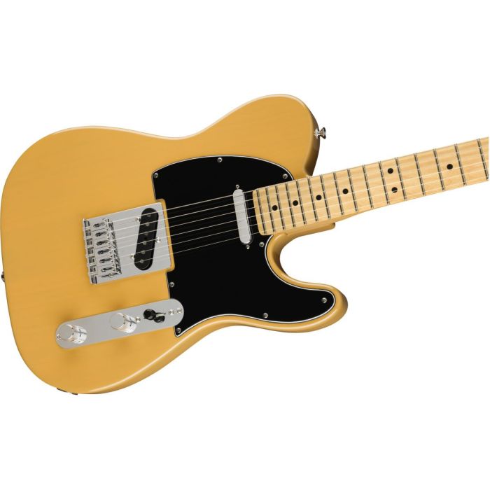 Front angled view of a Fender Player Telecaster MN Butterscotch Blonde