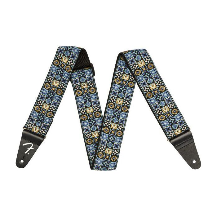 Full view of a Fender Festival Guitar Strap in Blue