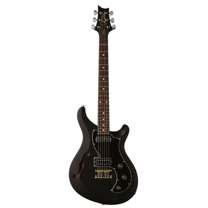 Full frontal view of a PRS S2 Vela Satin Semi Hollow Guitar Charcoal Satin