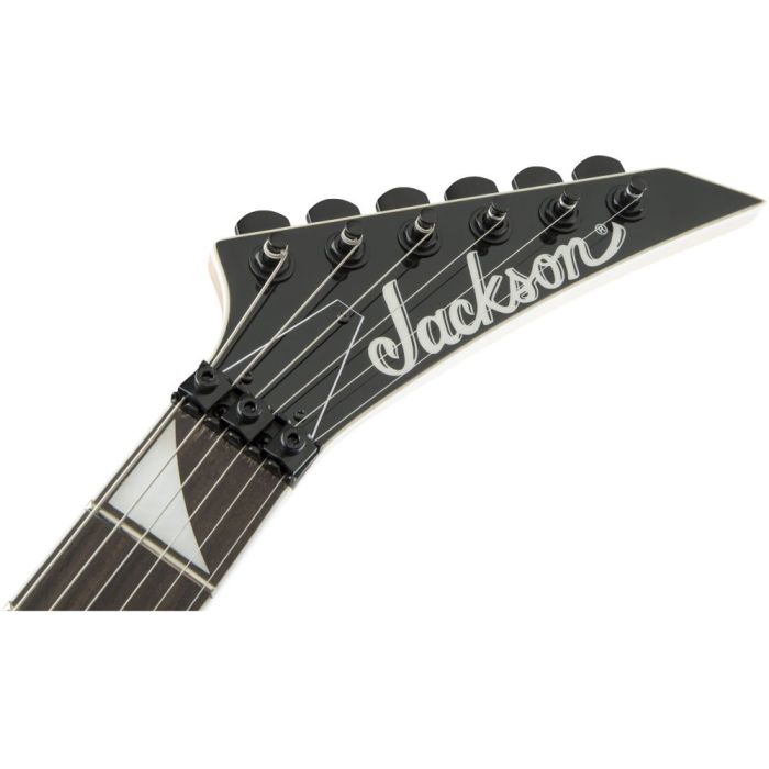 Closeup of the headstock on a Jackson JS Series Randy Rhoads gutiar