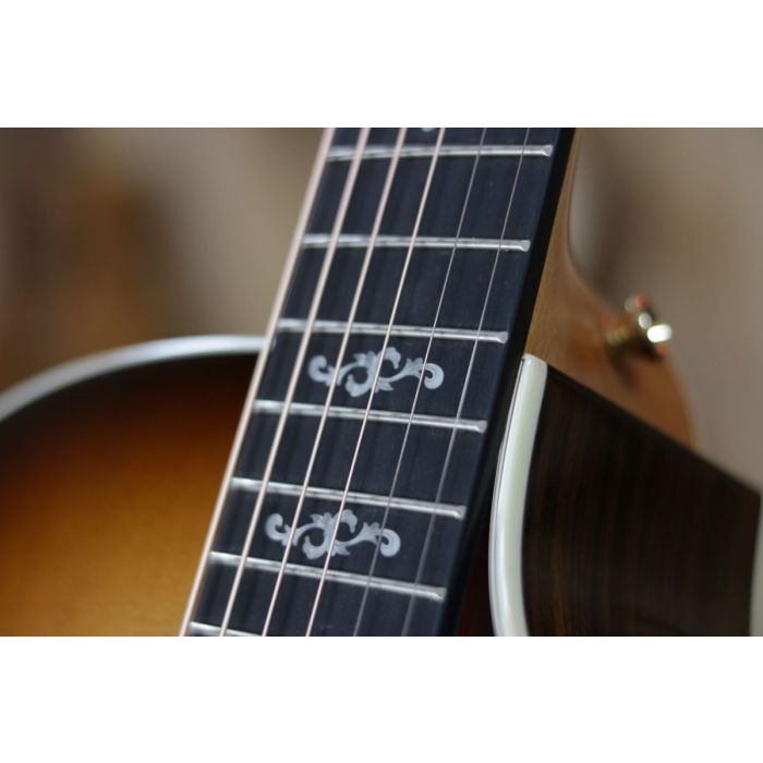 Detailed view of the fretmarkers on a Taylor 414ce Ltd V-Class Special Edition Sunburst