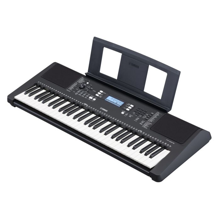 Angled View of Yamaha PSR-E373 Portable Keyboard with Music Rest