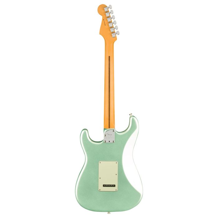 Full rear view of a Fender American Professional II Stratocaster MN, Mystic Surf Green