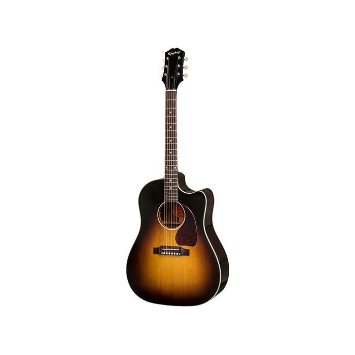 Full frontal view of an Epiphone Inspired By Gibson Masterbilt J-45 EC, Aged Vintage Sunburst