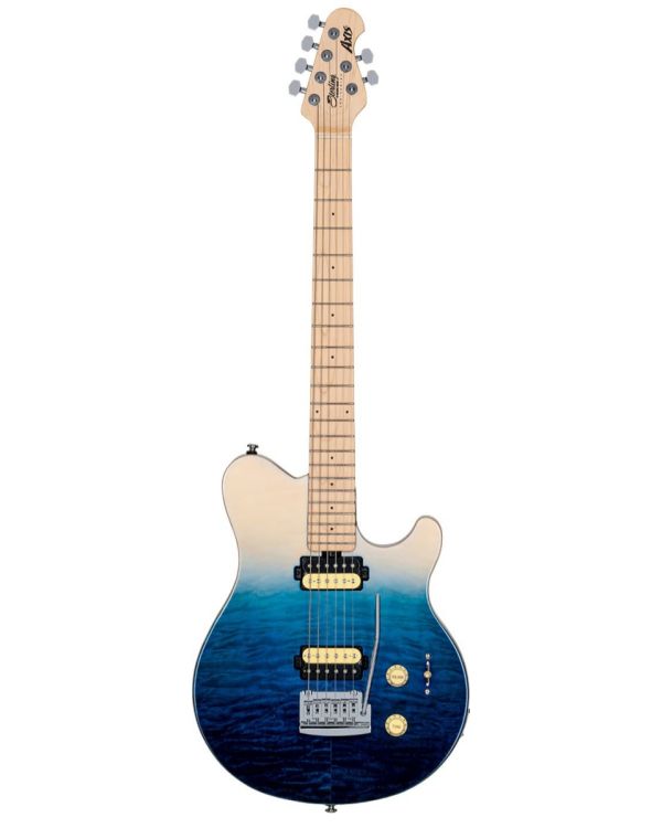 Sterling By Music Man Axis Quilted Maple MN, Spectrum Blue
