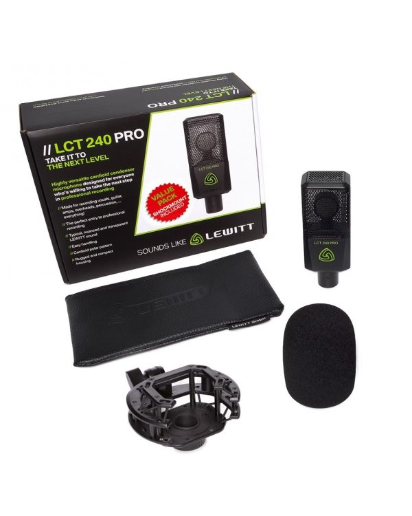 Lewitt LCT 240 Pro Condenser Microphone Value Pack Inc Accessories Black