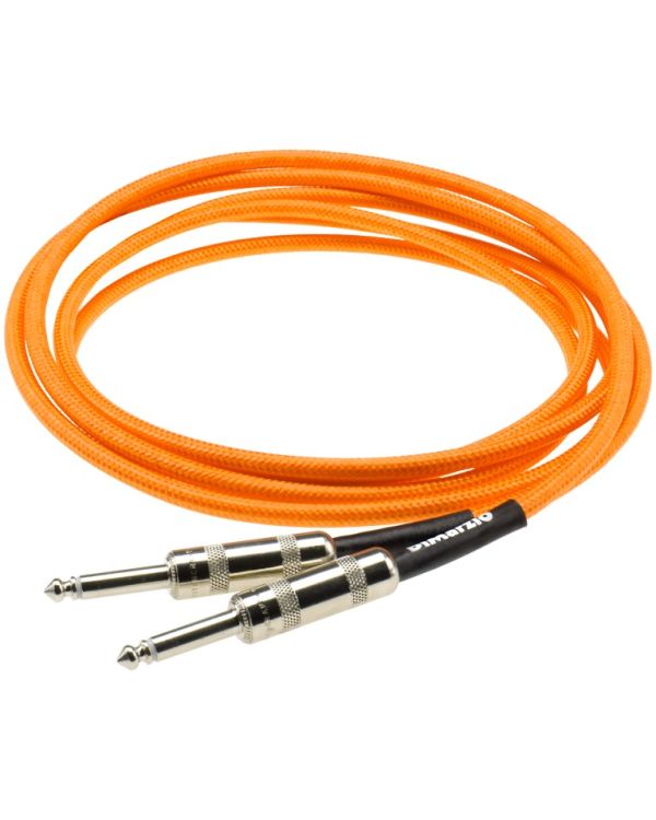 DiMarzio Overbraid Instrument Cable, Straight, 10ft, Neon Orange