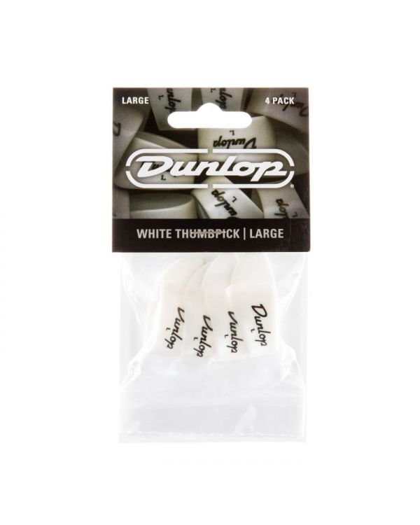 Dunlop Plastic Thumbpick White Large Guitar Picks (4 Pack)