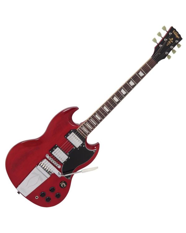 Vintage VS6 Guitar with Vibrola Tailpiece, Cherry Red
