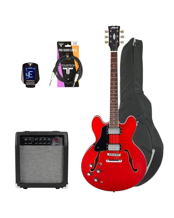 Antiquity AQ35 Left-Handed Beginner Guitar Pack, Cherry Red