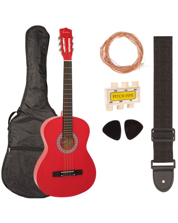 Encore Full-Size Classic Guitar Starter Pack, Red