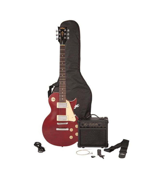Vintage V10 Coaster Electric Guitar Starter Pack, Wine Red