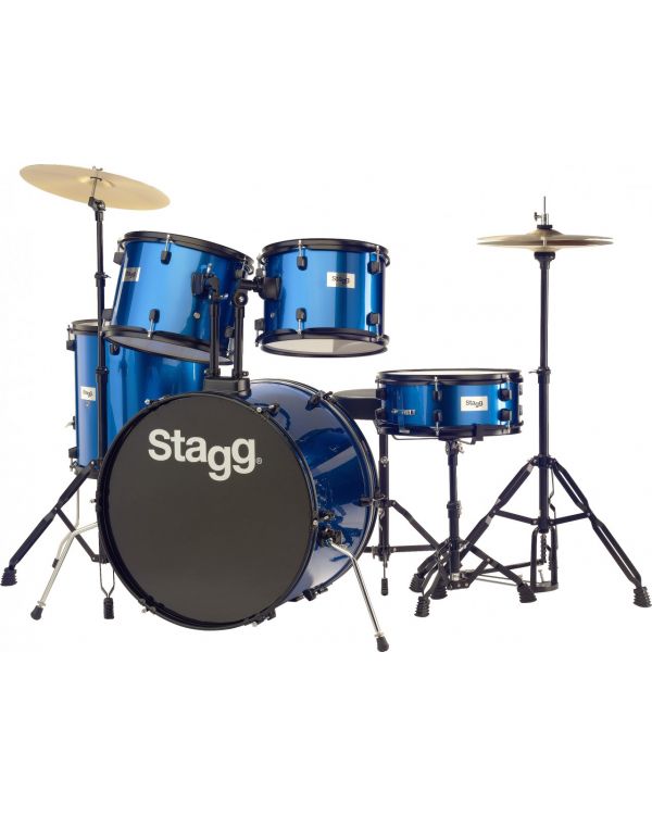 Stagg 5-Piece Complete 22” Rock Drum Kit in Blue