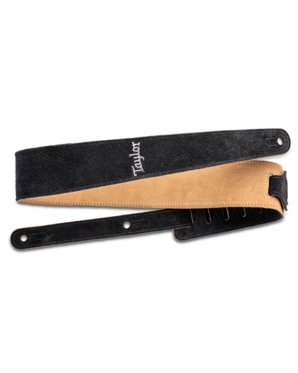 Taylor Strap, Embroidered Suede, Black, 2.5"