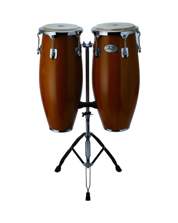 B-Stock Natal Fuego Series Natural Wood Congas, 2 Stand, Matt Honey
