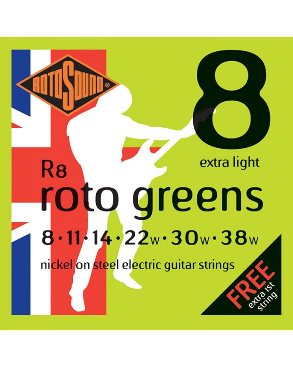 Rotosound R8 Roto Greens Electric Strings, Extra Light 08-38