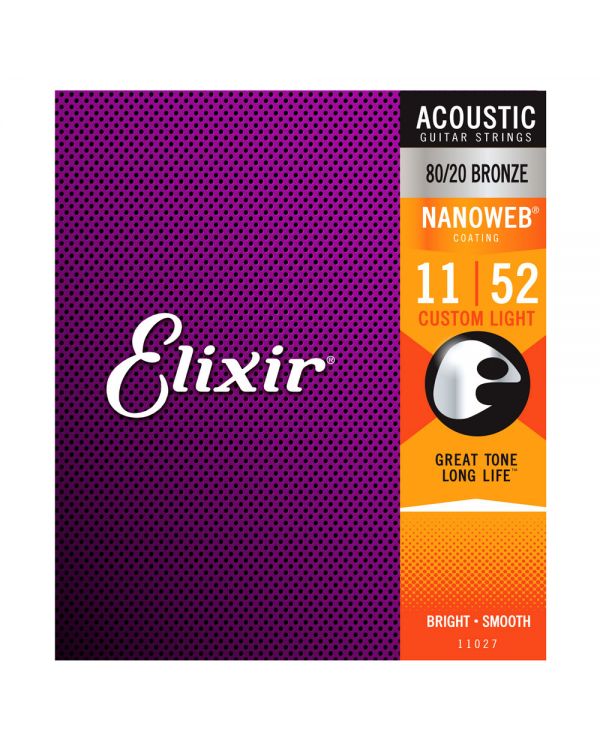Elixir Bronze NANOWEB Acoustic Strings Strings Custom Light 11-52