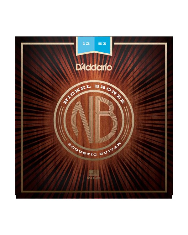 D'Addario NB1253 Nickel Bronze Acoustic Guitar Strings,Light 12-53
