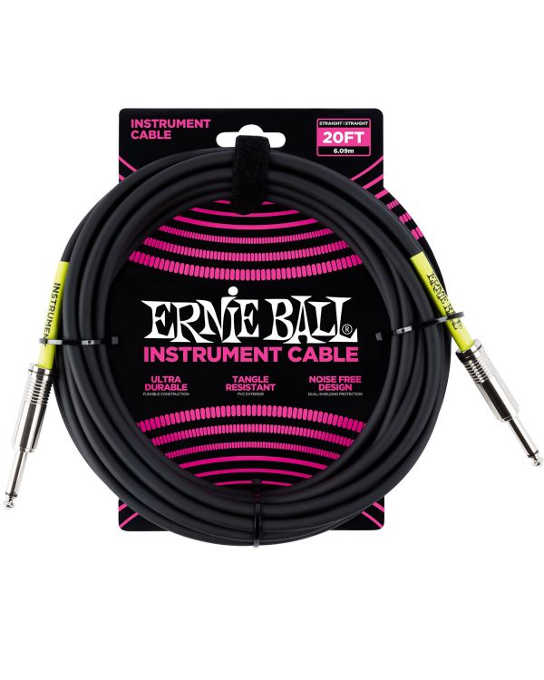 Ernie Ball 6046 6m / 20ft Instrument Cable Black S-s