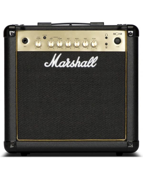 Marshall MG15GR-H Guitar Combo Amp with Reverb, Black/Gold