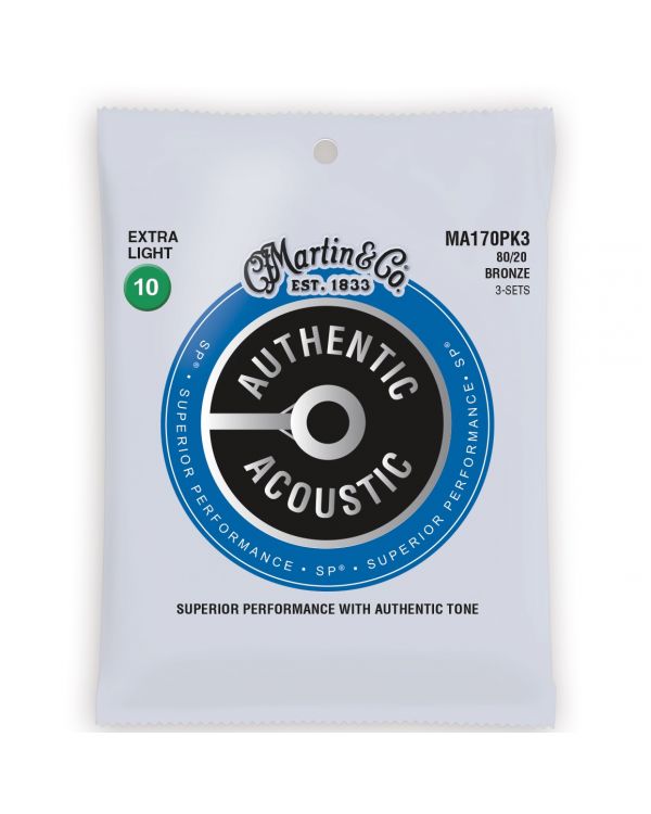 Martin Acoustic SP 80/20 Bronze Extra Light Strings, 10-47 (3-Pack)