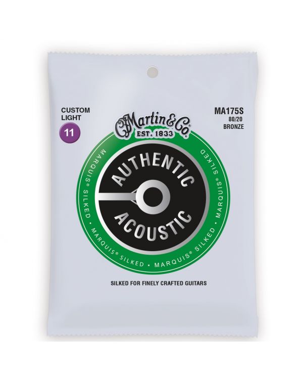 Martin Authentic Acoustic Marquis Silked 80/20 Bronze Custom Light Guitar Strings
