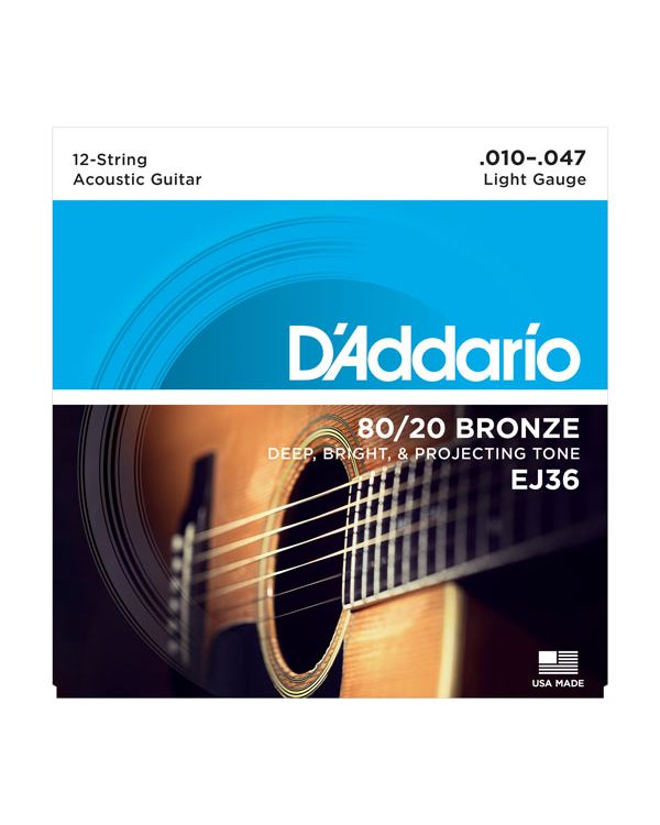 Daddario EJ36 12-String Bronze Acoustic Guitar Strings Light