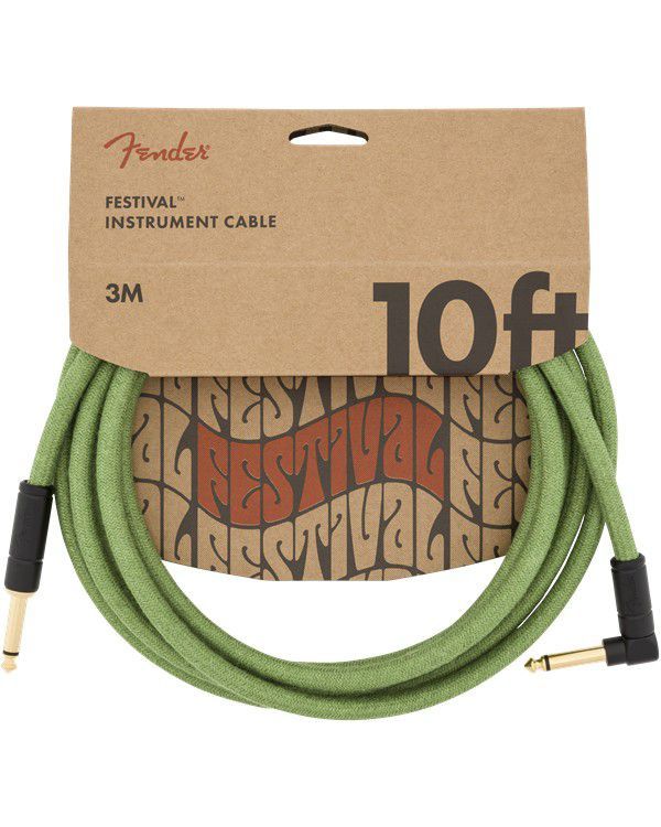 Fender 10' Angled Festival Cable, Pure Hemp Green