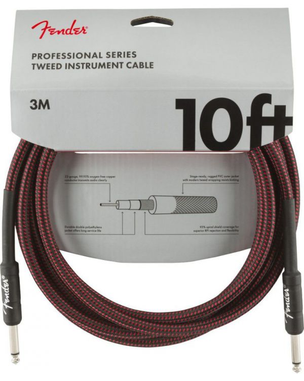 Fender Professional Series Instrument Cable 10ft, Red Tweed