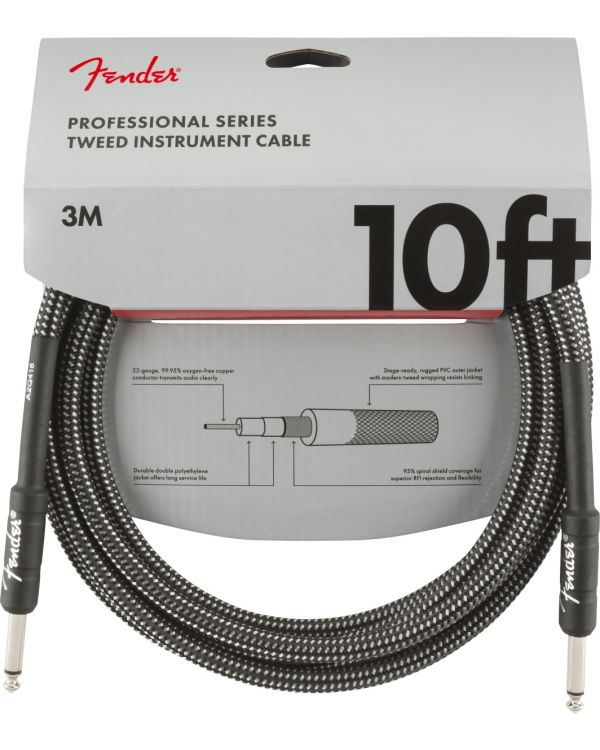 Fender Professional Series Instrument Cable 10ft, Grey Tweed