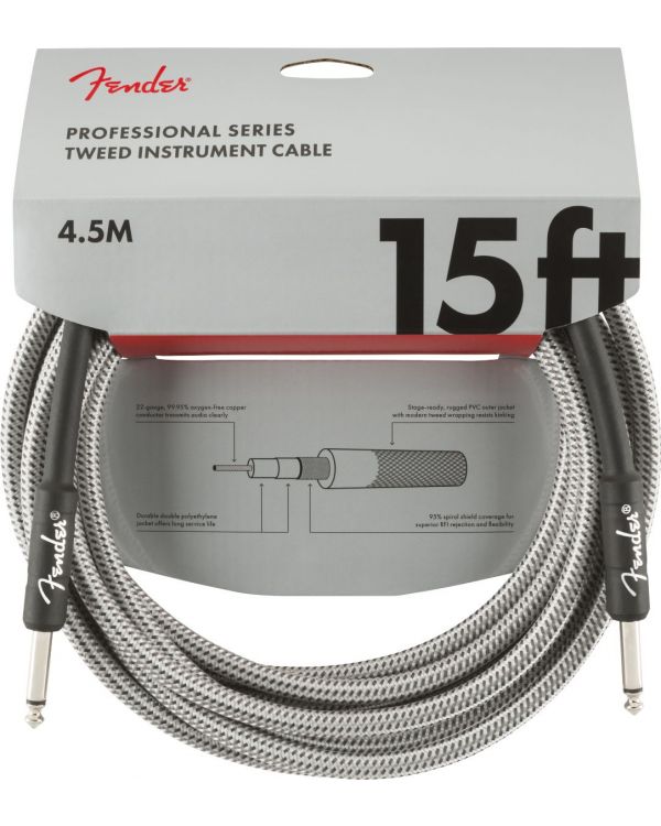 Fender Professional Series Instrument Cable 15ft, White Tweed