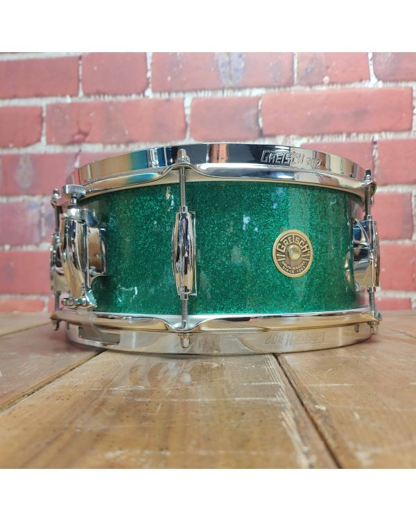 Pre-Owned Gretsch Broadkaster 60s 13x5-5in Snare, Green Sparkle (049293)