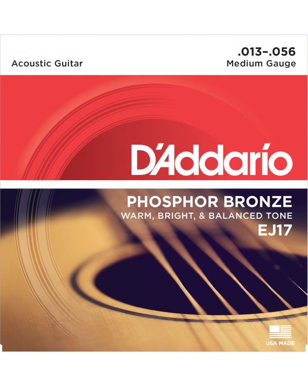 DAddario EJ17 Phosphor Bronze Acoustic Guitar Strings - Medium 13-56