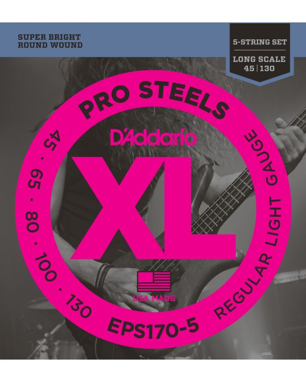 DAddario EPS170-5 5-String ProSteels Strings Light 45-130 Long Scale