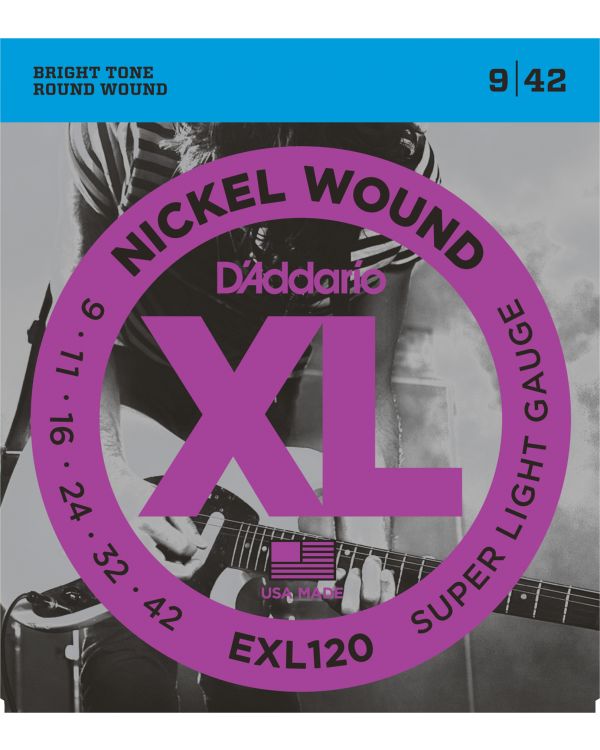 D'Addario EXL120 Nickel Wound Electric Guitar Strings,Super Light 9-42